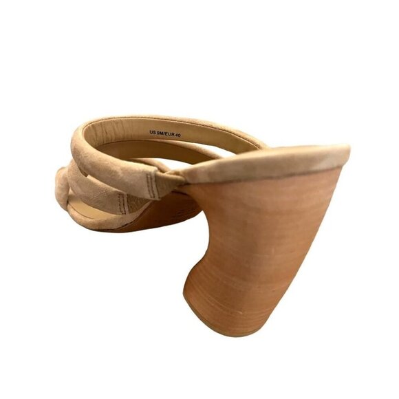 Vince Womens Tan Suede Strappy Open Toe Slip On Block Heel Sandals Sz 8 M New - Picture 4 of 14